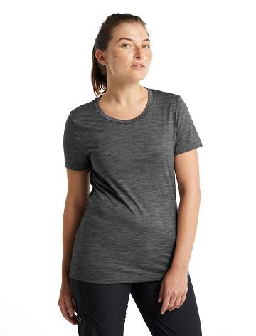 Gritstone Heather Women's Icebreaker Merino Tech Lite II Short Sleeve T Shirts | USA 1579VRWD